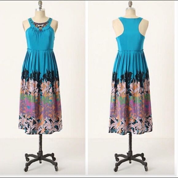 Anthropologie Moulinette Soeurs Island Nightfall Silk Midi Dress - Picture 1 of 10